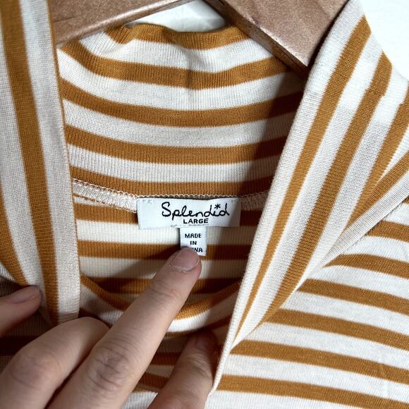 Splendid Yellow & White Striped Long Sleeve Mock Neck - Picture 3 of 5